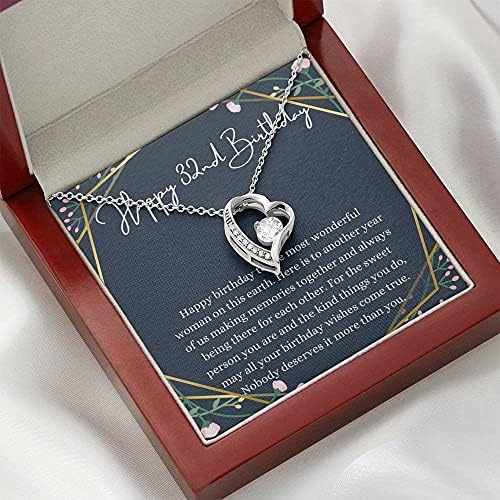 Bijuterii cu carduri de mesaje, colier handmade- inimă cadou personalizată, un colier fericit de 32 de ani cu card de mesaj, cadou pentru 32 de ani