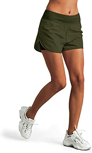 MOTEEPI WOMENS WOMENS Pantaloni scurți de alergare cu talie înaltă cu pantaloni scurți de sport sportiv cu buzunare cu telefon