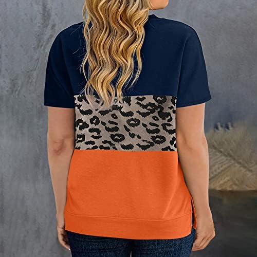 Toamna vara echipajul gât bluza Doamnelor maneca scurta bumbac Leopard Print Grafic supradimensionate top Tee pentru fete adolescente