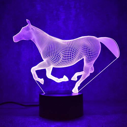 Jinnwell 3d Horse Animal Animal Lumina Lumină Lumină Iluzie 7 Schimbare de culoare tactilă tactilă Lămpi Decorare Lămpi LED
