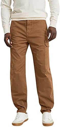 Pantaloni de marfă pentru bărbați bumbac patru sezoane modă simplă culoare solidă talie elastică sacie salopete pantaloni casual