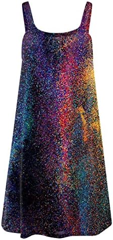 Rochie de vară dyguyth pentru femei, rochie de rezervor sexy fără mâneci de pe umăr imprimeu elegant plus dimensiune casual