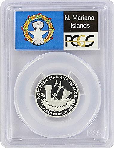 2009 S Northern Mariana Islands S Silver Proof Quarter PR-70 DCAM TERITORY FLAG Etichetă PCGS