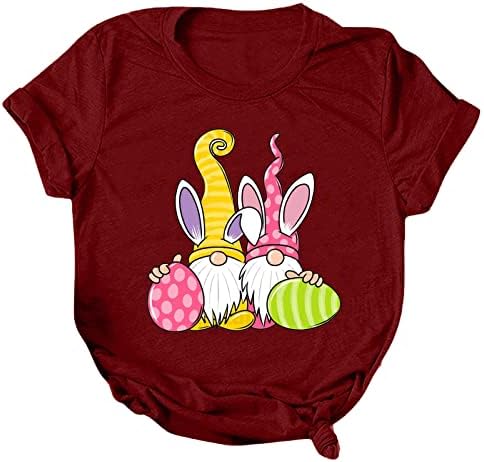 Tricou de Paște Fit pentru femei Gnomi amuzanți ouă Tricouri imprimate Casual Casual cu mânecă scurtă cu mânecă scurtă Grafică