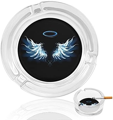 Blue Angel Wings Modern Round Glass Ash Tava Portabil Tigare Decorative pentru țigară