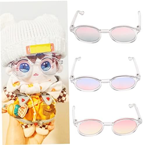 Toyvian 12 PCs 6 puncte Ochelarii de păpușă Ochelarii Clear Colorate Ochelari de soare Colorate Dolrație Rochie Cosplay Doll