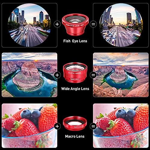 Smartphone Solusre 2 Seturi Seturi de lentile pentru telefon, Universal 3 în 1 Lentile Macro Lens Fishye Lentile cu unghi larg