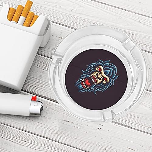 Gorilla cap modern de sticlă rotundă de cenușă tavă portabilă decorativă țigări de țigară