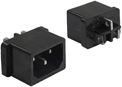 X-Dree 2 PC-uri AC 250V 10A 3 Terminale C14 Conector masculin Jack Outlet Outlet Socket Adaptor Negru (2 Unidade AC 220V 10A