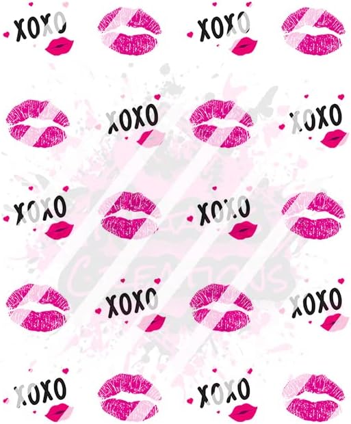 Ziua Îndrăgostiților - Xoxo Hearts Lips Love Nail Art Decals - Decaluri de unghii de apă - Design 2 roz