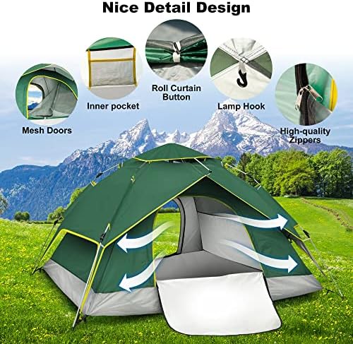 Prutyics pop up cort, corturi instantanee pentru configurarea campingului 60S, 3-4 persoane de camping cort automat 4 sezoane