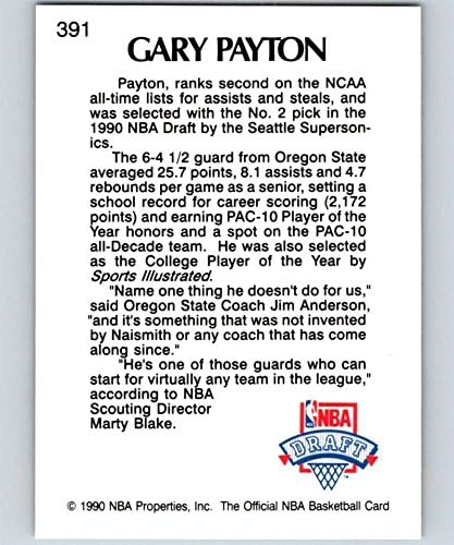 1990-91 HOOPS NBA 391 GARY PAYTON RC Rookie Seattle Supersonics Basketball Card de tranzacționare