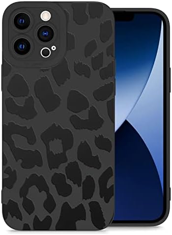 Perrkld pentru iPhone 12 Pro Max Carcasă neagră Leopard Cheetah Animal Imprimare moale flexibilă TPU Silicon anti-amprentă