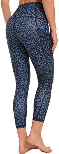 Pantaloni de yoga cu leopard Leaper gratuit cu buzunare pentru femei cu talie înaltă Camo Antrenament Control burtă