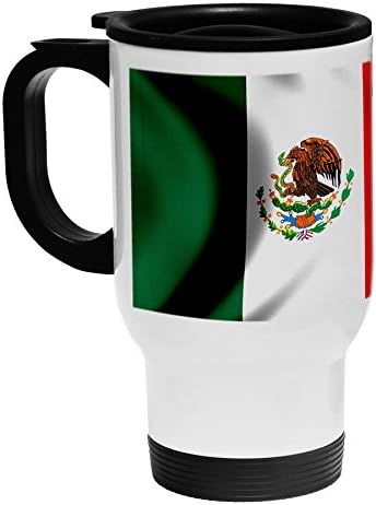 ExpresitBestBest White Oțel inoxidabil/cana de călătorie - steagul Mexicului - valuri
