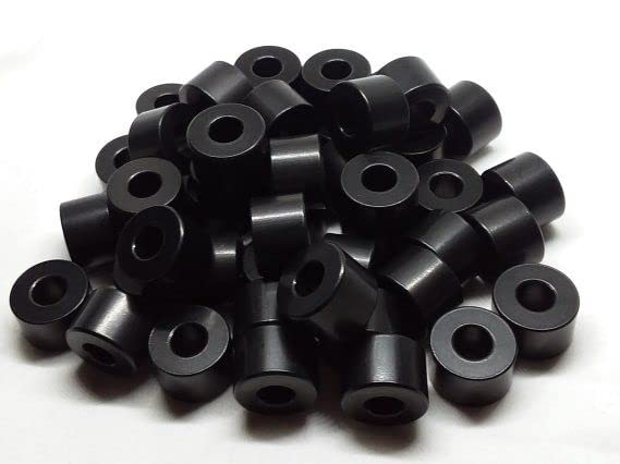 Distribuție de aluminiu negru 1 OD X 1/2 ID, distanțier rotund, se potrivește șuruburilor șuruburi 1/2 sau M12 de către distanțiere