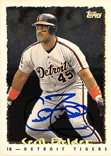Autograf depozit 619283 Cecil Fielder Autographed Baseball Card - Detroit Tigers 1995 Topps - No.124 Statistici cibernetice