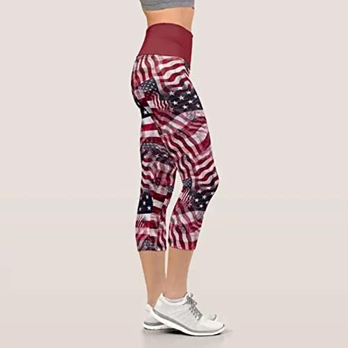 4 iulie Legguri pentru femei cu talie cu talie înaltă steag american pantaloni de creion subțire Fitness Lightweight Antrenament