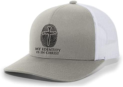 Christian Identitatea mea este în Hristos Iisus Amprenta de unghii Crucea Iisus Mens Mesh Back Back Trucker Hat Baseball Cap