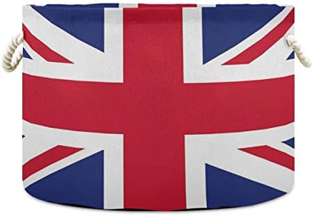 Alaza British Flag Union Jack mare Depozitare coș de rufe cu mânere pentru pătură prosoape pepinieră coș de gunoi 20 x 20 x 14