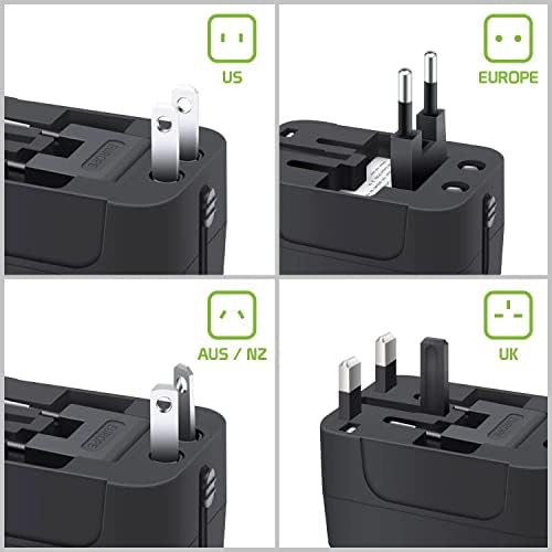 Travel USB Plus International Power Adapter Compatibil cu Micromax Canvas Nitro 3 pentru energie mondială pentru 3 dispozitive