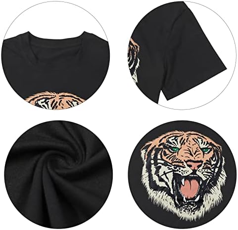 Tricou tigru Lukycild Femei cămașă grafică pentru animale vintage cu mânecă scurtă de vară topuri casual