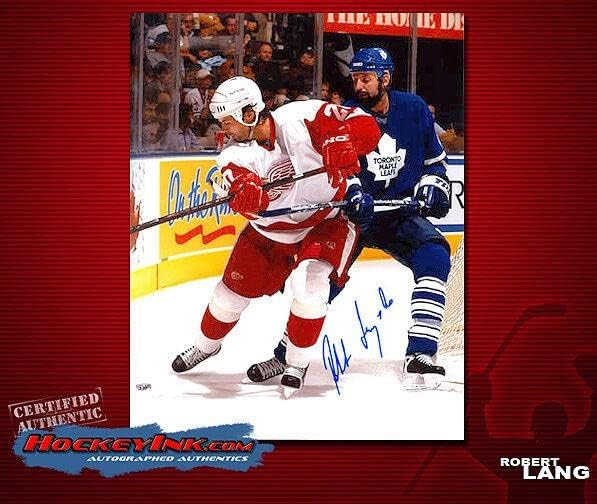 Robert Lang a semnat aripi roșii 8x10 foto -70186 - Fotografii autografate NHL