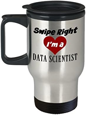 Data Scientist Gift Gift Mug Lovers de știință de date Geeks Nerds Cană - Cană de călătorie neagră argintii - glisați dreapta