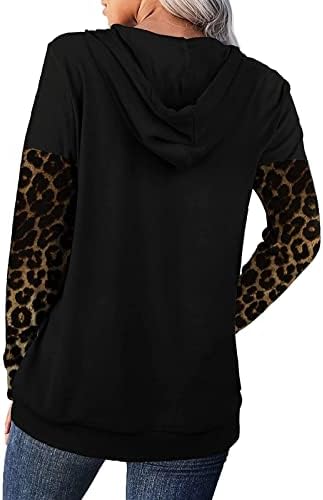 Hoodies for Women Leopard imprimeuri de hanoracte cu mânecă lungă cu mânecă de toamnă casual Bluză cu buzunar cu buzunar