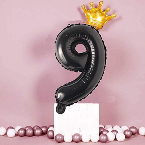Balon cu număr negru Gadeja, baloane decorative pentru petrecerea de naștere a copiilor cu coroană digitală, consumabile pentru