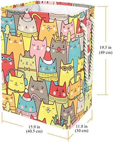 Deyya Crăciun pisici colorate amuzante model de față coșuri de rufe împiedică înalt Robust pliabil pentru copii adulți băieți