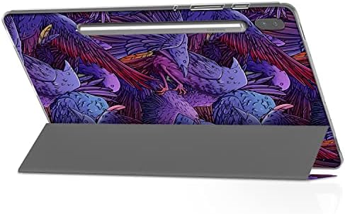 Carcasă de tabletă Loraw compatibilă cu Samsung Galaxy Tab A7 Lite 8,7 inch A10.1 2020 A 8,0 S7 Fe S6 S5E S4 Design Raven Gothic Eagle Pene Totem Purple Falcon ușor Stand Bird Magic Bird Magic Bird Magic