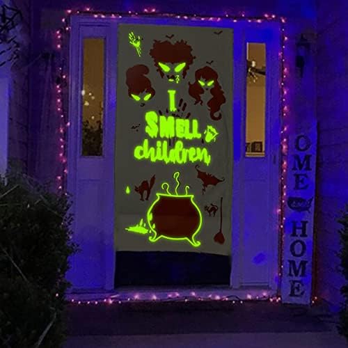 Hòcũs Pòcũs Cover Decorații de la ușă Halloween Decor semn strălucire în tifon întunecat pentru consumabile de petrecere, ușă