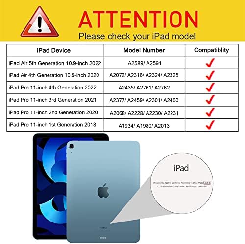 SCSVPN pentru iPad Air a 5 -a/a 4 -a caz de generație IPAD 10,9 inch Carcasă 2022/2020, iPad Pro 11 Cazul 4/3/2/1, capac de