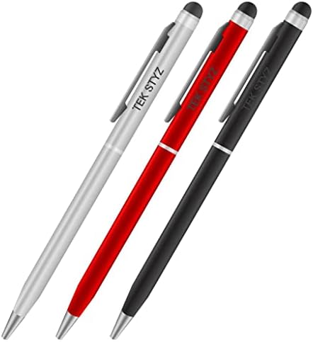 Pro Stylus Pen pentru LG US375 cu cerneală, precizie ridicată, formă de sensibilă, compactă pentru ecrane tactile [3 pachet-negru-roșu-argument]