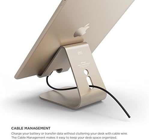 Elago® P2 Stand [Gold Champagne] - [Aluminiu premium] [unghi ergonomic] [Managementul cablului] - Pentru iPad și tabletă PC