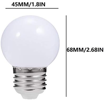 Lxcom Lighting G14 LED Vanity bec 1W glob bec 10W Becuri rotunde echivalente Cool alb 6500K E26 E27 bază G45 LED Vanity Mirror lumini pentru lumina de noapte baie vanitate, pachet 10