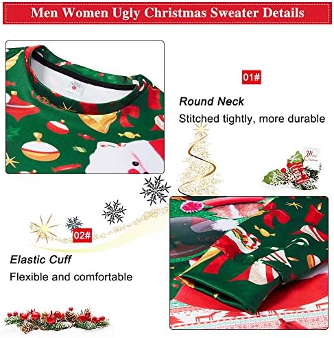 Lovekider Mens Ugly Christmas Pulover Noutate 3d Novestie Unisex XMAS Sweatshirt Sifer S-3XL