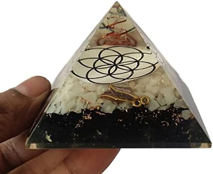 Sharvgun Orgonite Pyramid Agate & amp; Tormaline Gemstone Flower Of Life Orgone Pyramid protecție energetică negativă 65-70