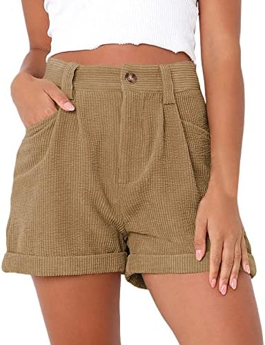 Pantaloni scurți pentru femei Lensse Taliu înalt cu buzunare Buckle Solid la modă pantaloni scurți de plajă solidă moale casual
