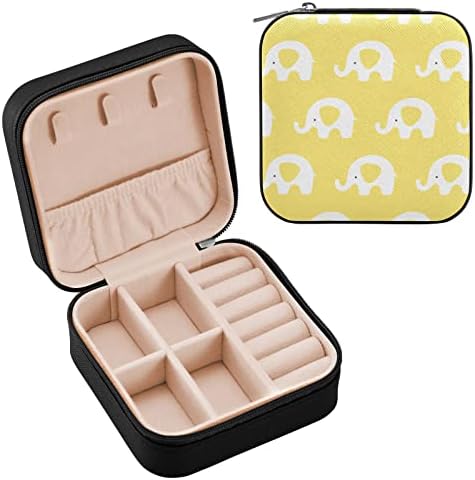 Umiriko Cutie Elefant drăguț cu cutie de bijuterii mici, carcasă de bijuterii portabile pentru ring, pandantiv, cercei, colier,