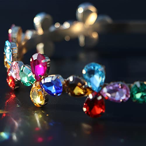 Crrezhai femei stras bentita colorat cristal Bling Hairband sticlă Vintage accesorii diamant păr Hoop pentru seara petrecere