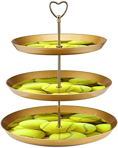 3 cupcake suport pentru suport pentru suport pentru cupcake, minge de tenis galben, tavă de servire de 3 niveluri pentru tort