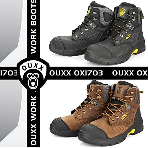Cizme de lucru Ouxx pentru bărbați, pantofi din piele de cauciuc fără alunecare din oțel impermeabil