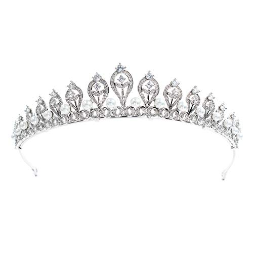 SEPBRIDALS cristale CZ Cubic Pearl nunta mireasa Tiara coroana femei Accesorii de par bijuterii Ch10109