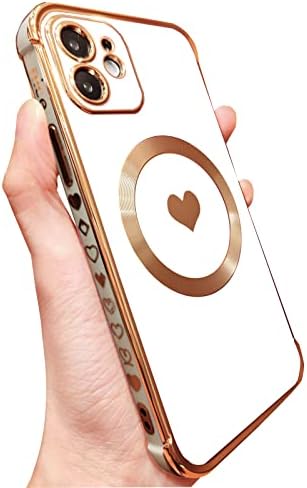 Carcasă magnetică rxuiael pentru iPhone 12 pentru femei fete doamnă feminină [compatibilă cu magsafe] moale de lux love heart