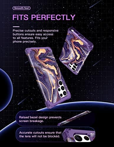Lontect pentru Galaxy S22 Ultra 5G Caz cu trei straturi de șoc rezistent la șocuri hibride puternice de protecție cu impact
