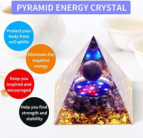 Piramidă mxiixm orgone pentru energie pozitivă, piramidă piramidă manuală și piramide de cristal de vindecare obsidian pentru