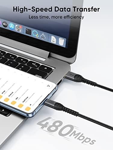 Pachetul CableCreation - 2 articole USB C Cablu Scurt 0,8ft + Scurt USB C Cablu 3a Încărcare rapidă 2 pachet 1ft