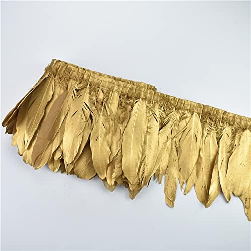 Zamihalaa-2meters / Lot Aur Argint pene de gâscă înmuiate pe bandă ornamente panglică pene Franjuri asieta haine nunta Decorare